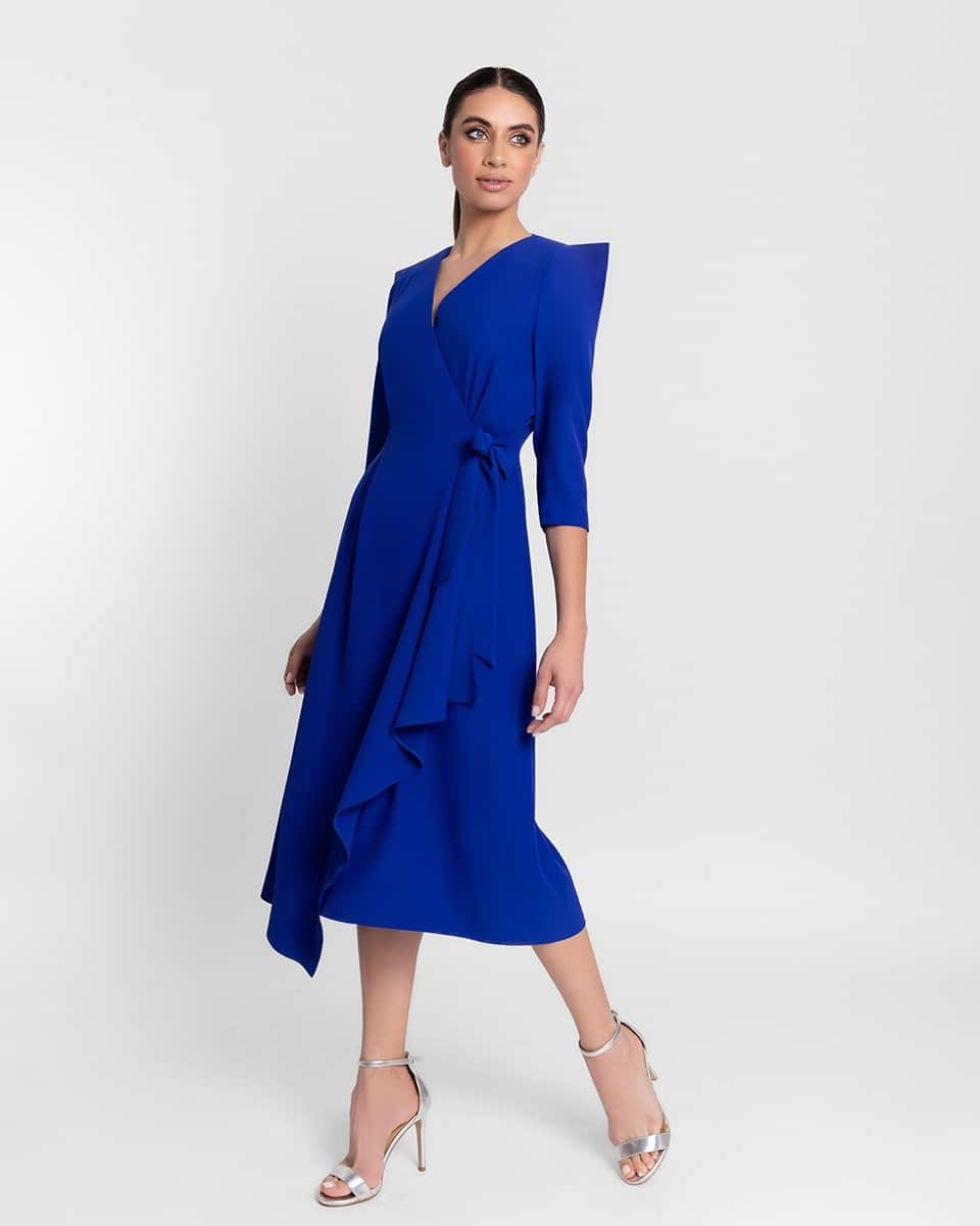 Vestido Midi Escote Cruzado Lazada