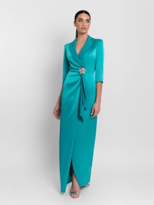 Vestido Largo Cuello Satén